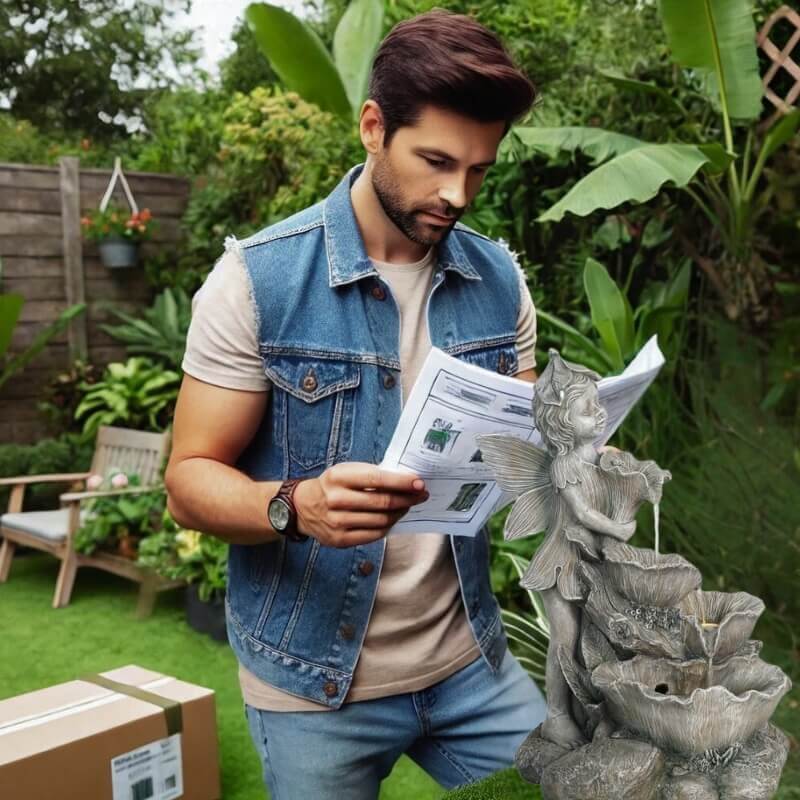 Dekorační fontána v kamenném a elegantním stylu